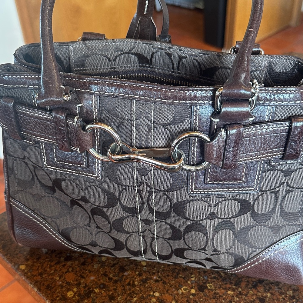 Coach Dark Brown Signature Satchel